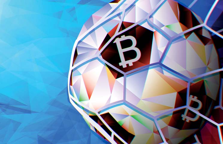 Soccer Ball with Bitcoin symbols on it
