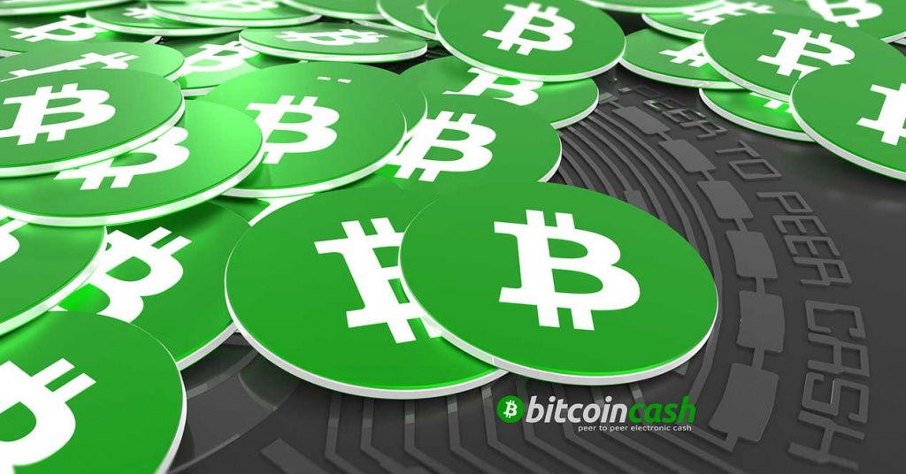 Green Poker Chips with Bitcoin Cash symbol on them